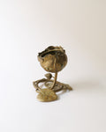 French Art Nouveau brass rose vide-poche, c.1900, side view showing sinuous stem and leaf base