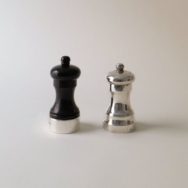 English Silver Salt and Pepper Grinders