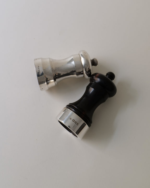 English Silver Salt and Pepper Grinders