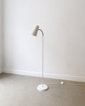 Harald Notini Model 225 floor lamp by Böhlmarks, full view, matt Grey White re-lacquered body, 1930s–40s