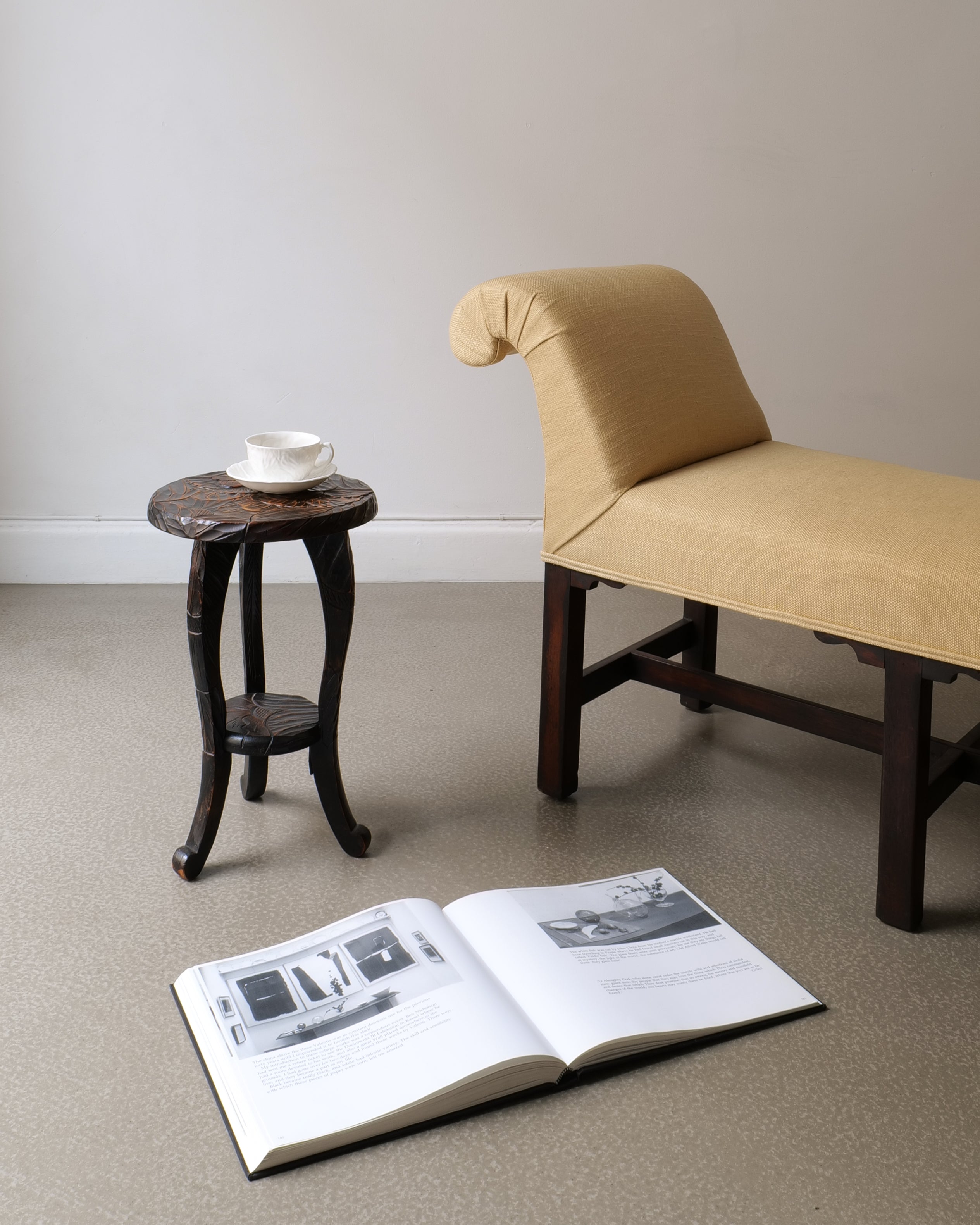 Collection Apart – Japanese Liberty & Co carved side table styled in interior setting