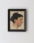 Portrait of a Woman, oil on canvas, France 1913, framed profile portrait, close-up view