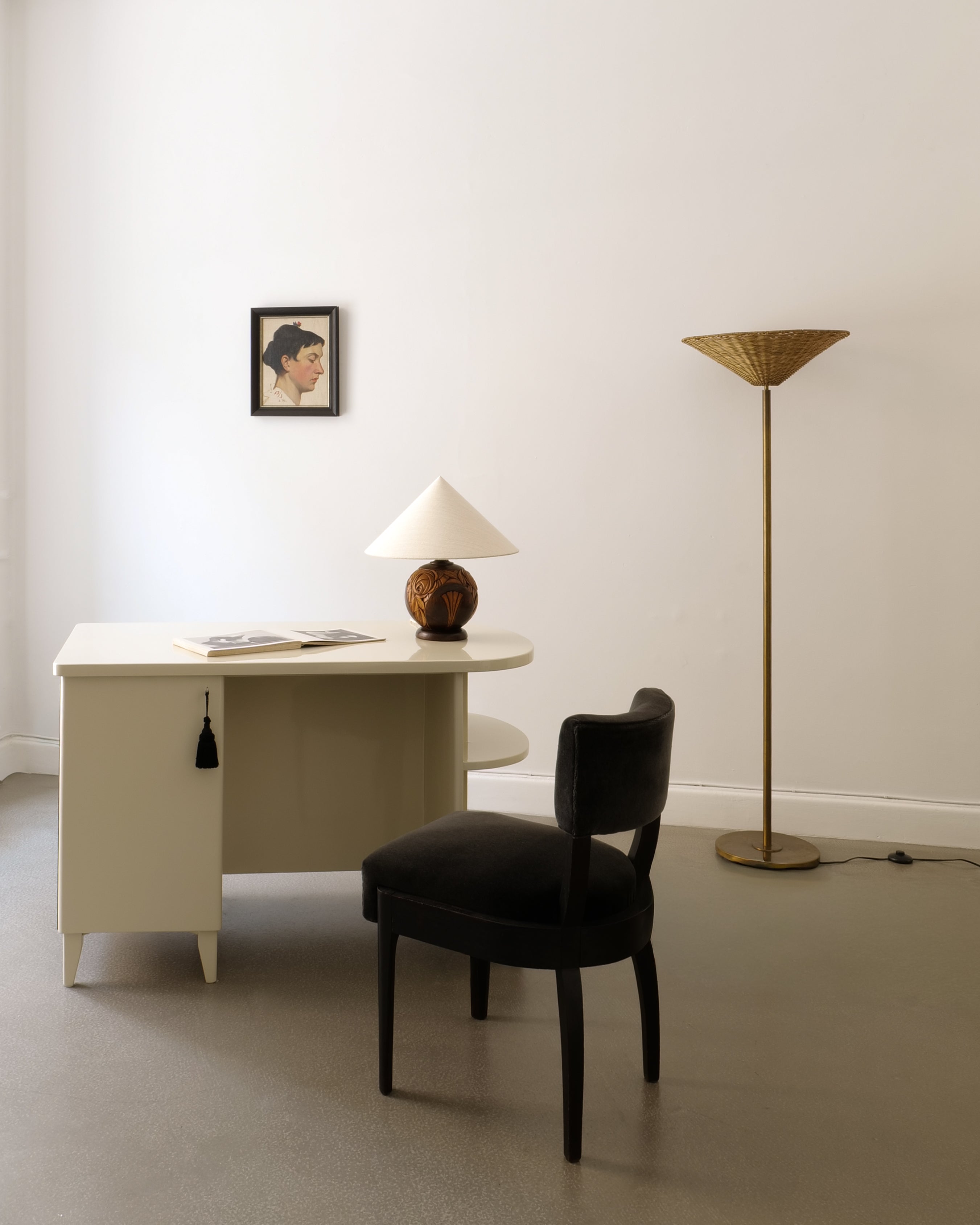  Portrait of a Woman 1913, styled in room with desk and floor lamp, interior context view