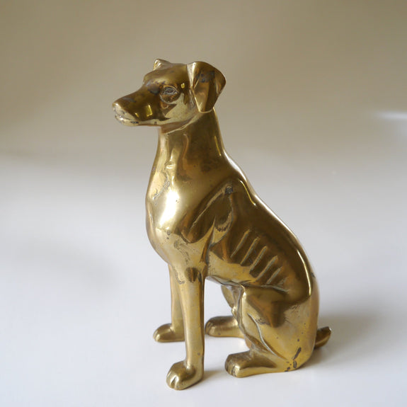 brass, dog, sitting, figurine